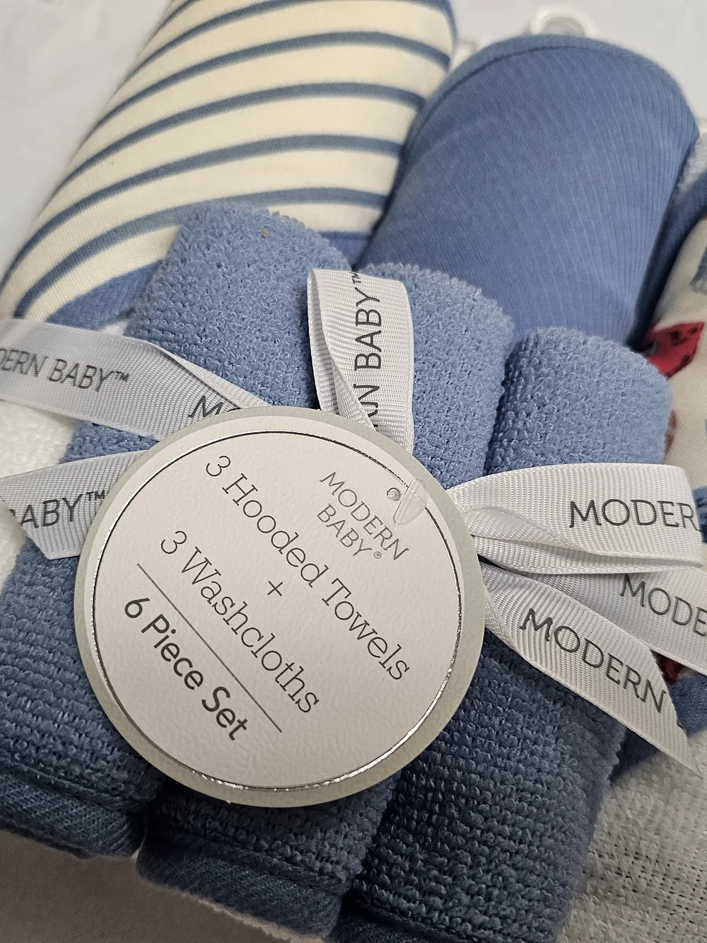 Blue 6-Piece Baby Hooded Towels & Washcloths Set
